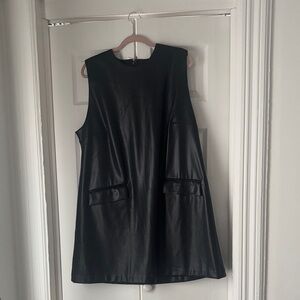 Black Sleeveless Dress - Vegan Leather